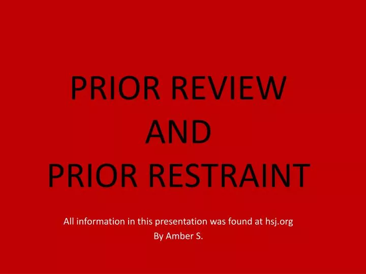 prior review and prior restraint