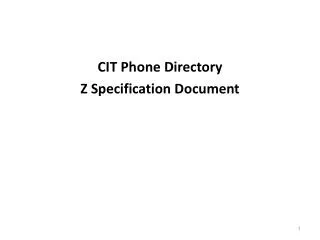CIT Phone Directory Z Specification Document