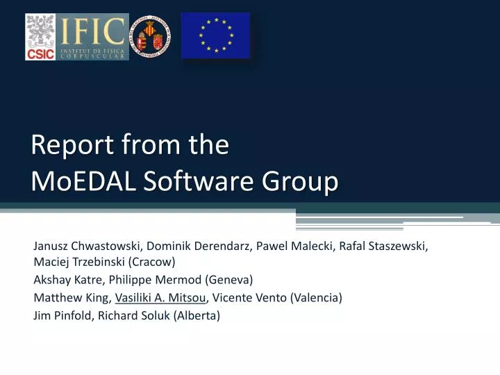 report from the moedal software group