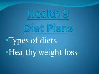 Health 9 Diet Plans