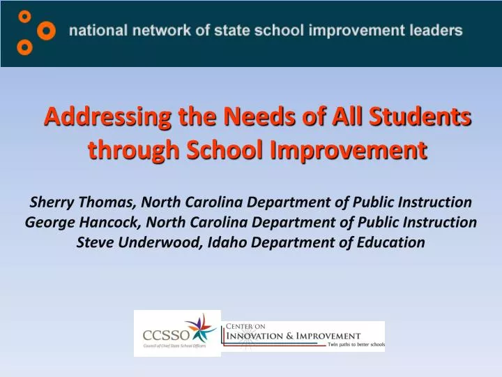 addressing the needs of all students through school improvement