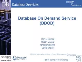 Database On Demand Service (DBOD)