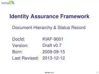 Identity Assurance Framework