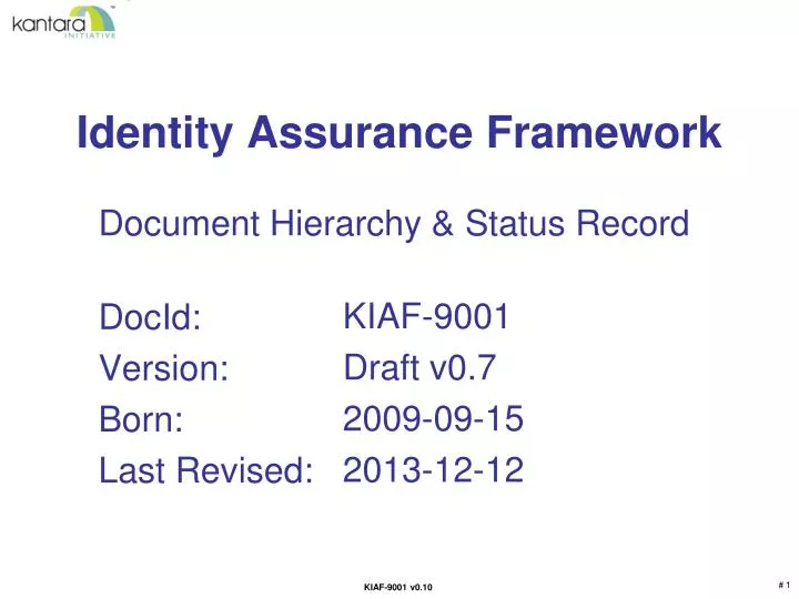 identity assurance framework