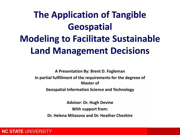 the application of tangible geospatial modeling to facilitate sustainable land management decisions