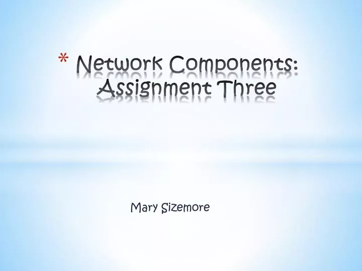 network components assignment three