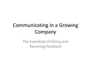 Communicating in a Growing Company