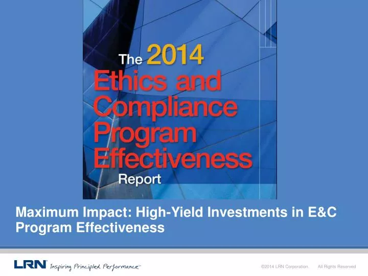 maximum impact high yield investments in e c program effectiveness