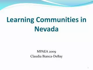 Learning Communities in Nevada