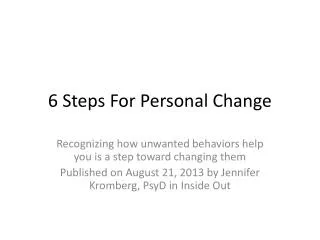 6 Steps For Personal Change