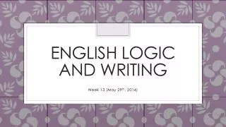 English Logic and Writing