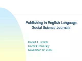 Publishing in English Language Social Science Journals