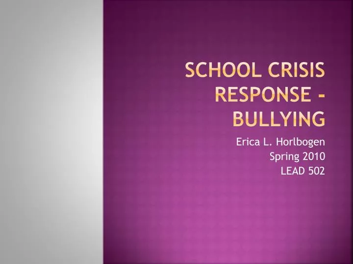 school crisis response bullying