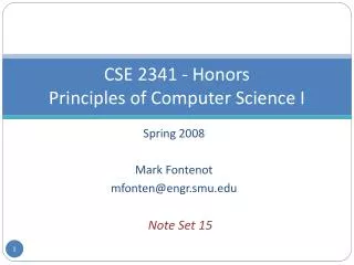 CSE 2341 - Honors Principles of Computer Science I