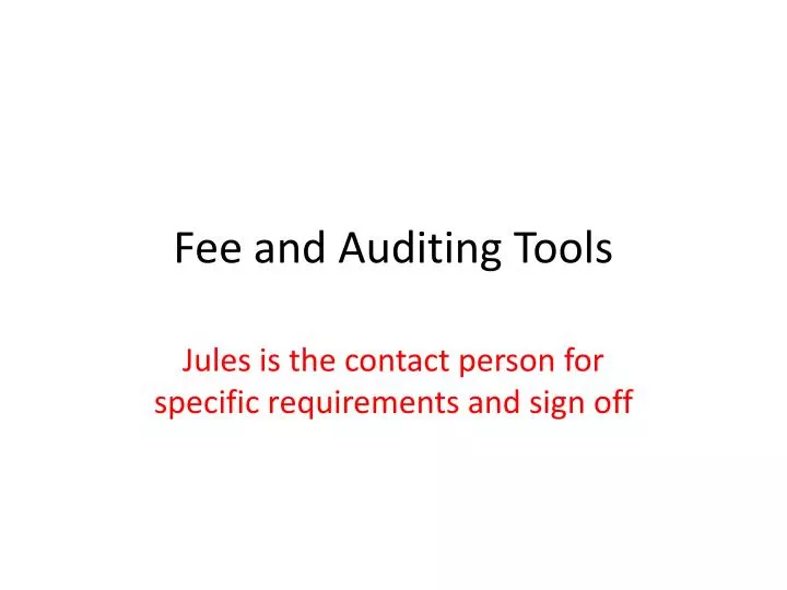 fee and auditing tools