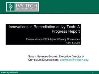Innovations in Remediation at Ivy Tech: A Progress Report