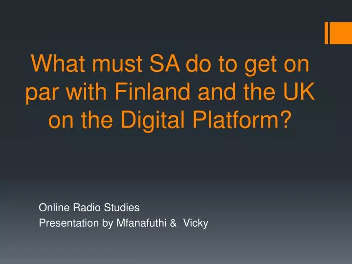 what must sa do to get on par with finland and the uk on the digital platform