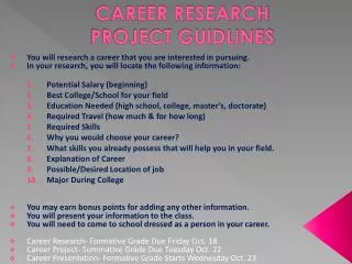 CAREER RESEARCH PROJECT GUIDLINES