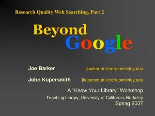 Research Quality Web Searching, Part 2