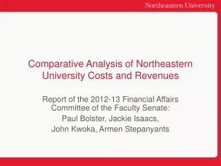 Comparative Analysis of Northeastern University Costs and Revenues