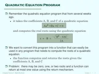 Quadratic Equation Program