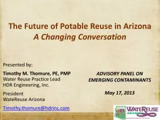 The Future of Potable Reuse in Arizona A Changing Conversation