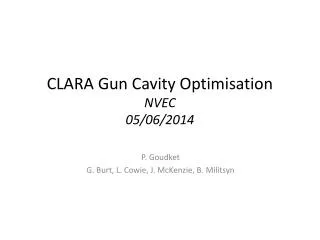 CLARA Gun Cavity Optimisation NVEC 05/06/2014