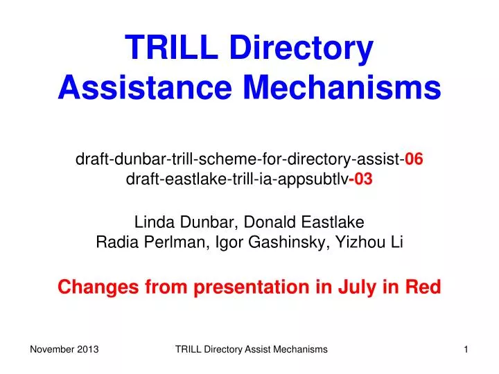 trill directory assistance mechanisms