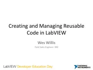 Creating and Managing Reusable Code in LabVIEW
