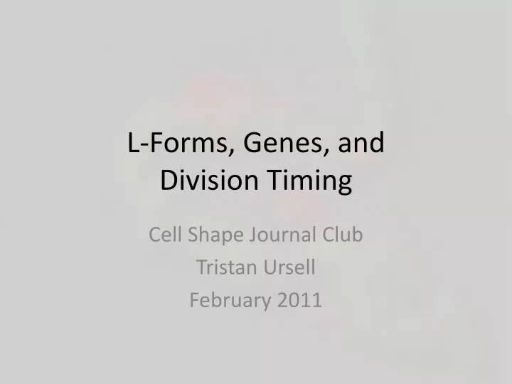 l forms genes and division timing