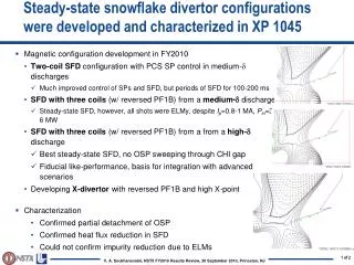 Steady-state snowflake divertor configurations were developed and characterized in XP 1045