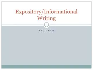Expository/Informational Writing