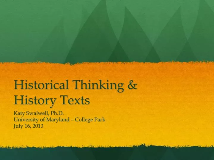 historical thinking history texts