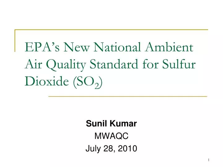 epa s new national ambient air quality standard for sulfur dioxide so 2