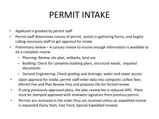 PERMIT INTAKE