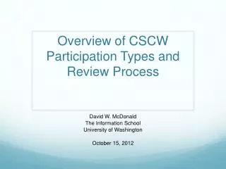 Overview of CSCW Participation Types and Review Process
