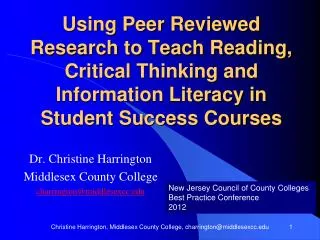 Dr. Christine Harrington Middlesex County College charrington@middlesexcc