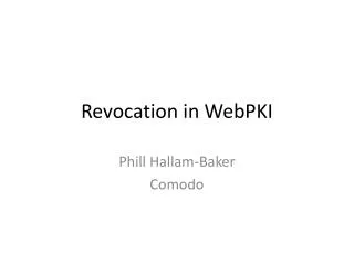 Revocation in WebPKI