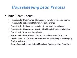 Housekeeping Lean Process
