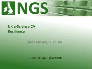 UK e-Science CA Resilience