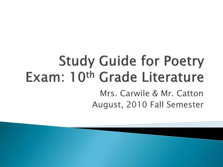 study guide for poetry exam 10 th grade literature