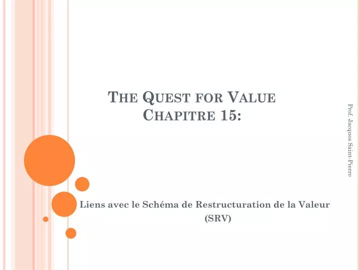 the quest for value chapitre 15