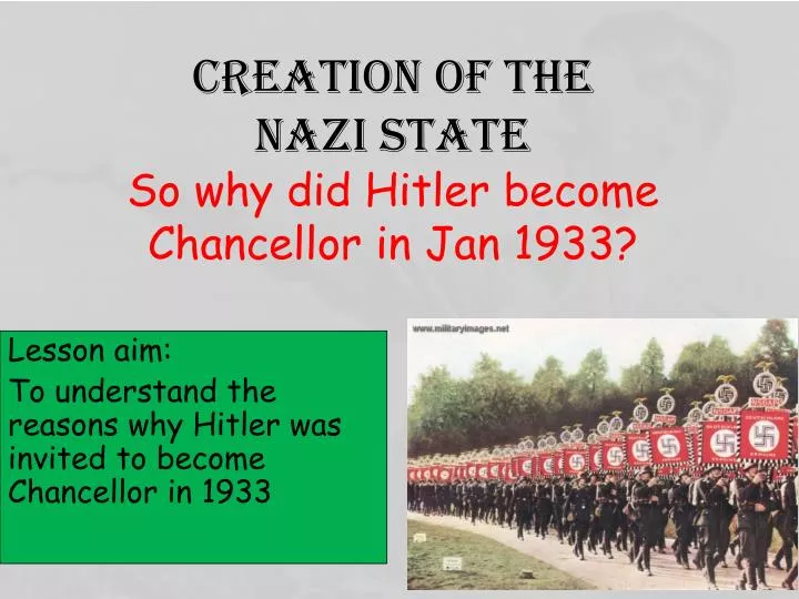 creation of the nazi state so why did hitler become chancellor in jan 1933