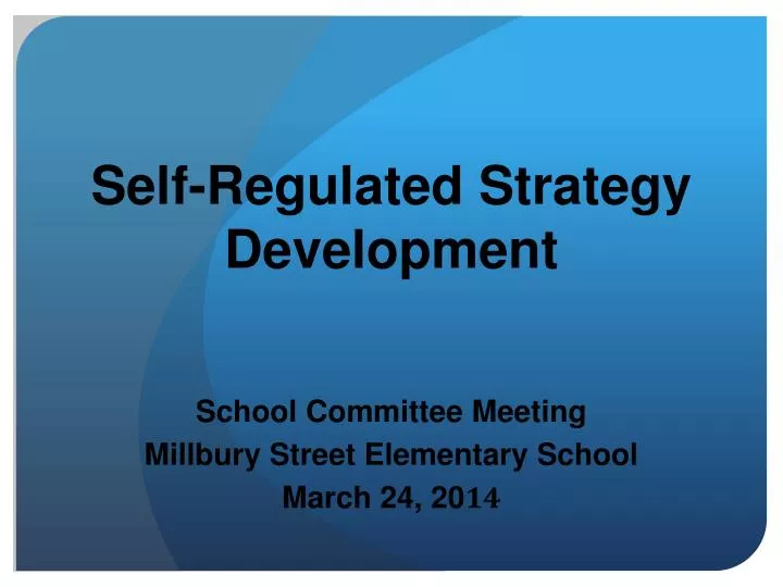 self regulated strategy development