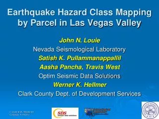 Earthquake Hazard Class Mapping by Parcel in Las Vegas Valley