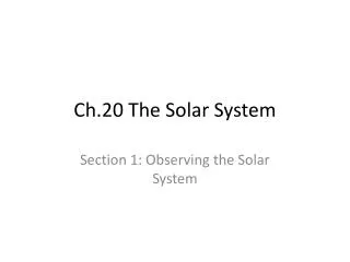 Ch.20 The Solar System