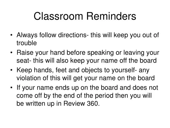 classroom reminders