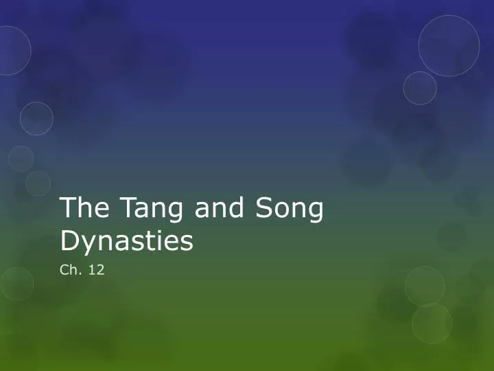 the tang and song dynasties