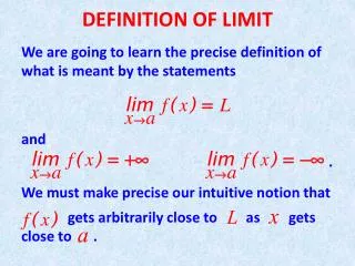 DEFINITION OF LIMIT