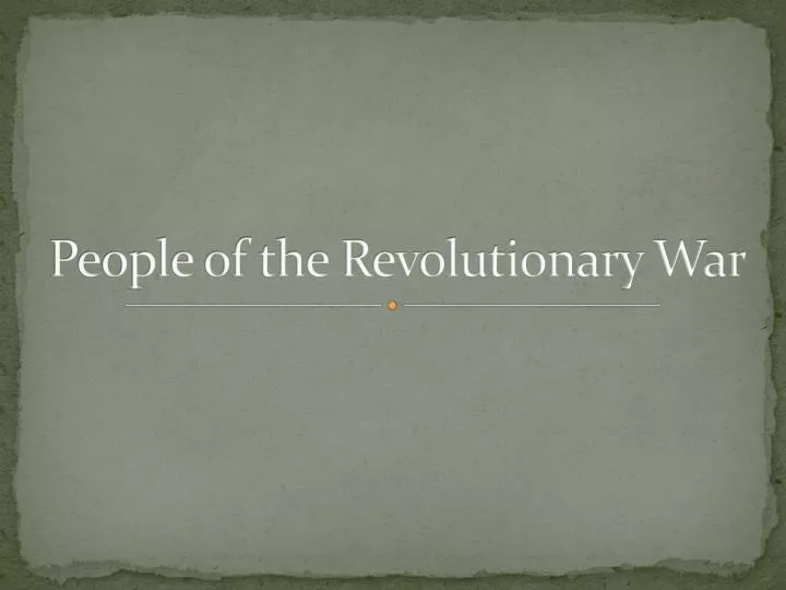 people of the revolutionary war